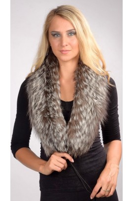 Silver fox fur scarf - Double sided fur